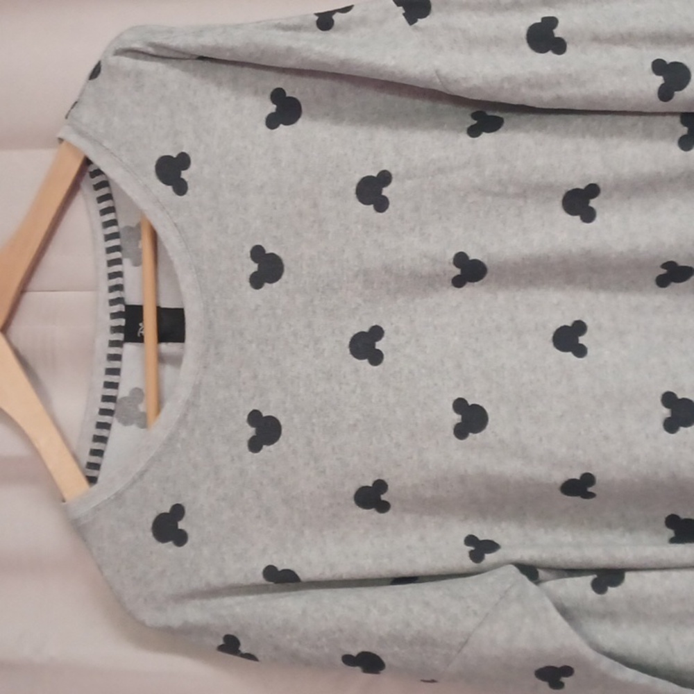 Disney Soft Knit Gray Long Sleeve Top, Mickey Mouse Pattern - Picture 3 of 15